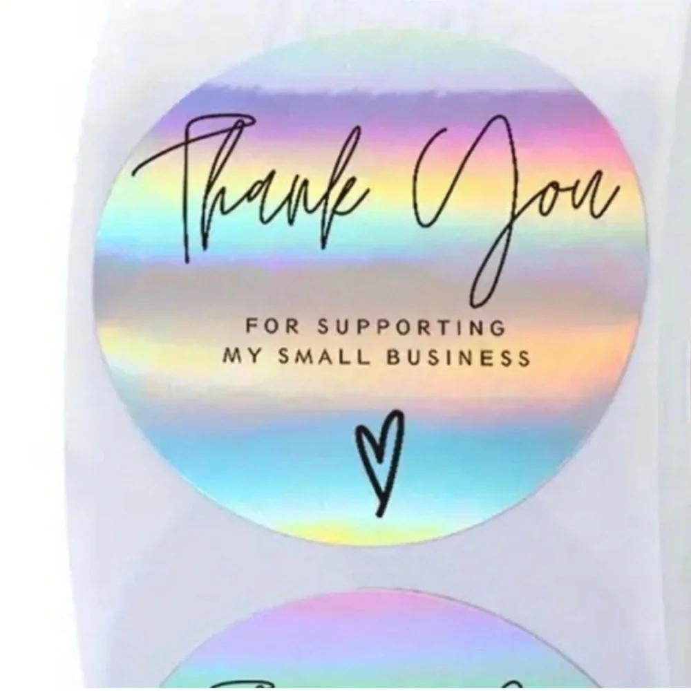 50 pcs Rainbow Laser Thank You for Buying Decorative Self-Adhesive Stickers